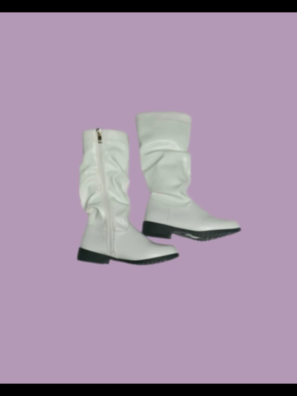 White Mid-Calf Slouch Leather Boots - Girls